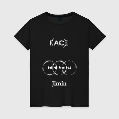 Женская футболка хлопок Jimin face Set Me Free, цвет черный