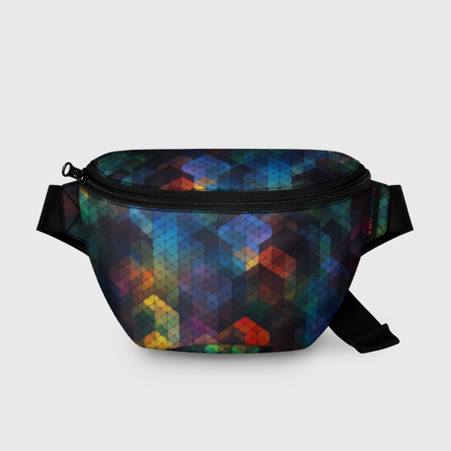 Поясная сумка 3D с принтом Стеклянная мозаика цветная, вид спереди #2