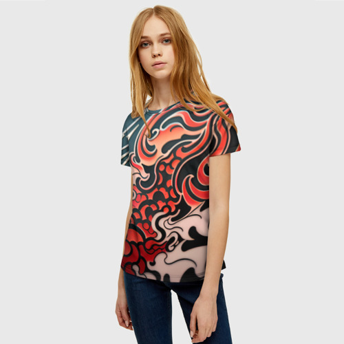 Женская футболка 3D с принтом Ирезуми-арт, фото на моделе #1