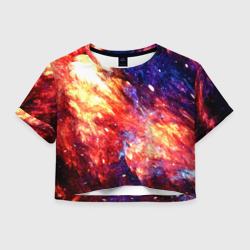 Женская футболка Crop-top 3D Космическое сияние ночь