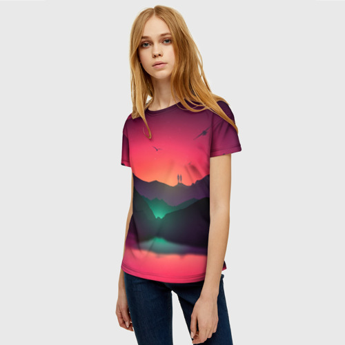 Женская футболка 3D с принтом Неоновая природа, фото на моделе #1