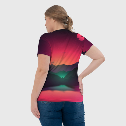 Женская футболка 3D с принтом Неоновая природа, вид сзади #2