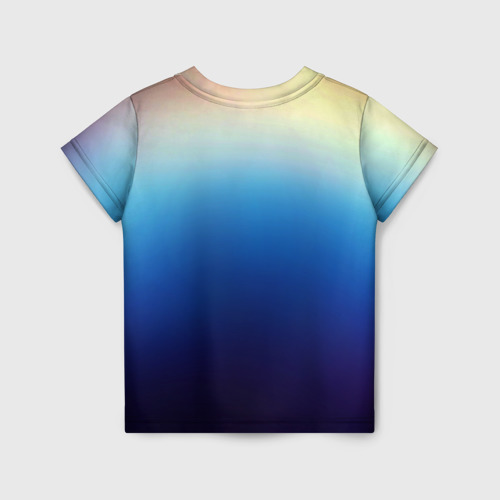Детская футболка 3D с принтом Blue gradient colors, вид сзади #1