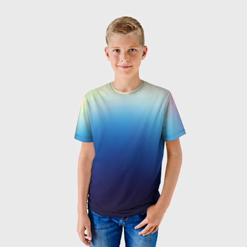 Детская футболка 3D с принтом Blue gradient colors, фото на моделе #1