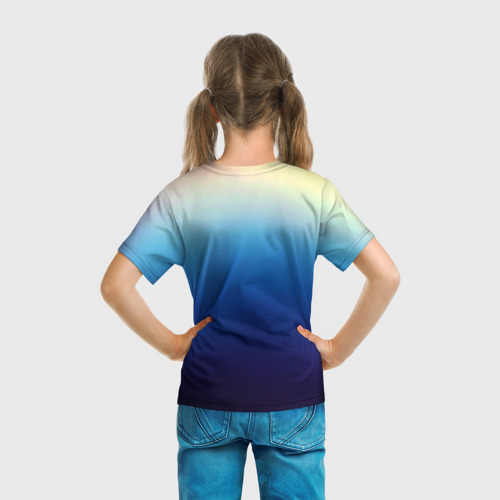 Детская футболка 3D с принтом Blue gradient colors, вид сзади #2