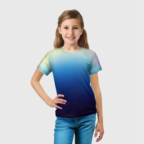 Детская футболка 3D с принтом Blue gradient colors, вид сбоку #3