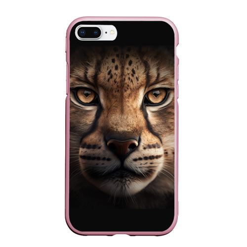 Чехол для iPhone 7Plus/8 Plus матовый Крупная морда тигра, цвет розовый