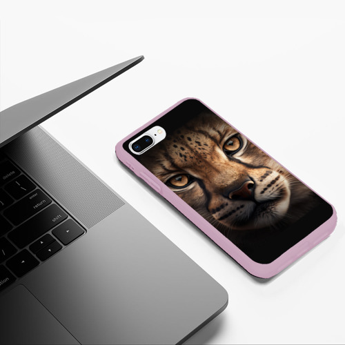 Чехол для iPhone 7Plus/8 Plus матовый Крупная морда тигра, цвет розовый - фото 5