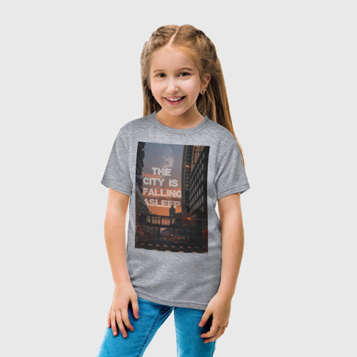 Детская футболка хлопок с принтом Надпись город засыпает, вид сбоку #3