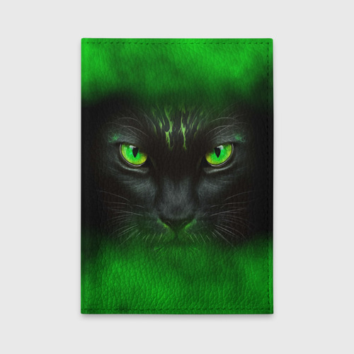 Обложка для автодокументов Черный кот и зеленый дым, цвет желтый