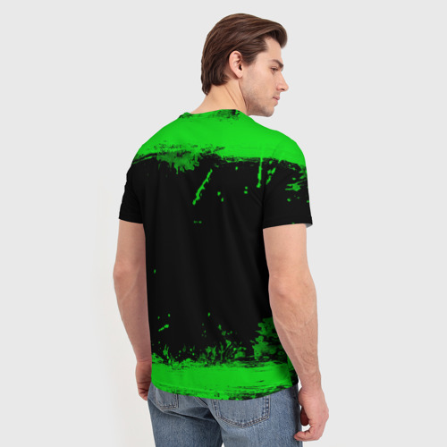 Мужская футболка 3D Черный кот с зеленой краской, цвет 3D печать - фото 4