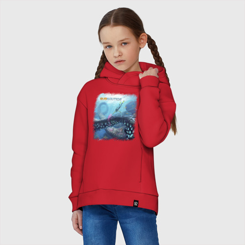 Детское худи Oversize хлопок Subnautica - подводный мир, цвет красный - фото 3