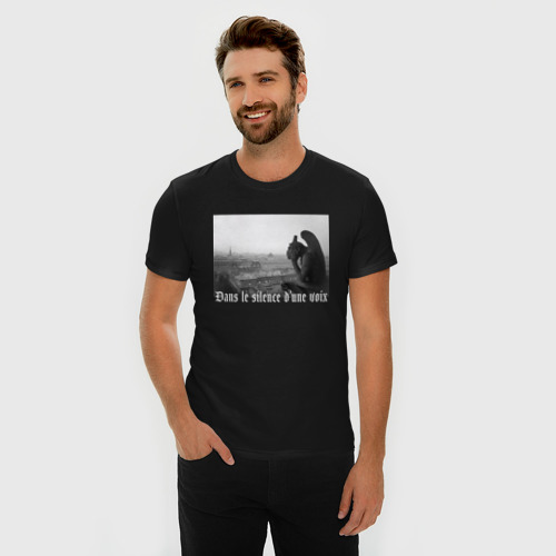 Мужская футболка хлопок Slim с принтом Горгулья Нотр-Дам: и у тишины есть голос, фото на моделе #1