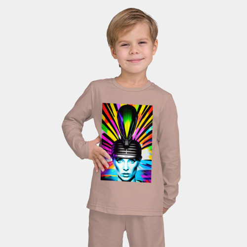 Детская пижама с лонгсливом хлопок с принтом Королева поп-арта, фото на моделе #1