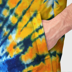 Жилет с принтом Tie dye стиль хиппи для мужчины, вид на модели спереди №4. Цвет основы: черный