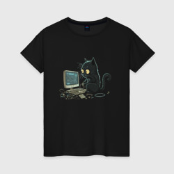 Женская футболка хлопок Пушистый программист