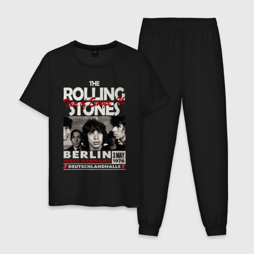 Мужская пижама хлопок The Rolling Stones rock, цвет черный