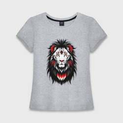 Женская футболка хлопок Slim Графичный портрет льва