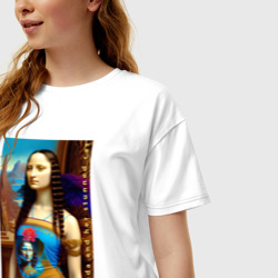 Женская футболка хлопок Oversize Джоконда и ее ошеломленный кот - фото 2