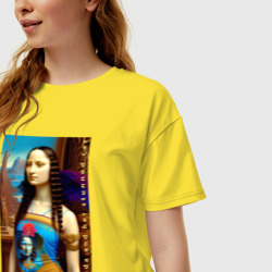 Женская футболка хлопок Oversize Джоконда и ее ошеломленный кот - фото 2