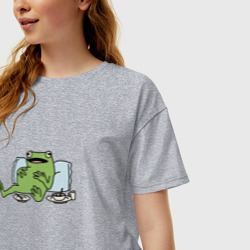 Женская футболка хлопок Oversize Ленивая лягушка - фото 2