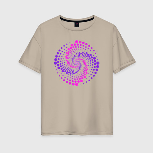 Женская футболка хлопок Oversize с принтом Цветные круги скручены в спираль, вид спереди #2