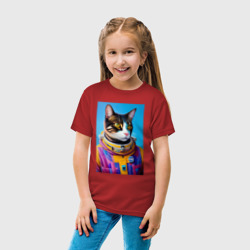 Детская футболка хлопок Кот космонавт в скафандре - фото 2