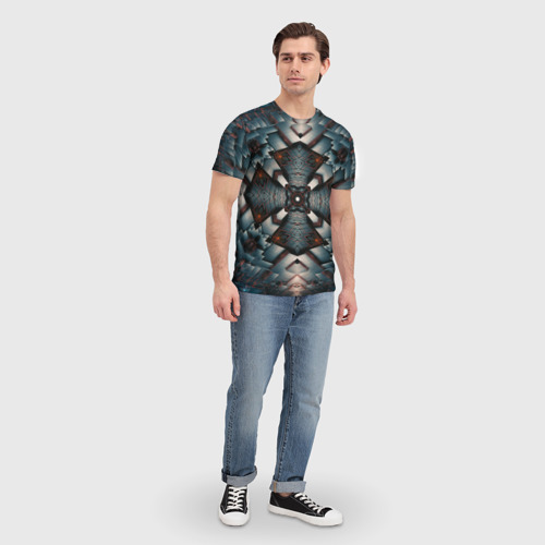 Мужская футболка 3D с принтом Металлическая техноброня, вид сбоку #3
