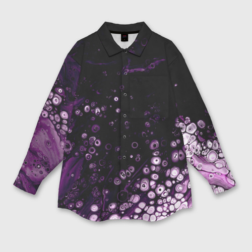 Мужская рубашка oversize 3D с принтом Во тьме фиолетовые краски, вид спереди #2