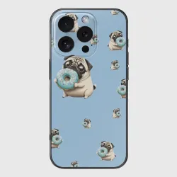 Чехол для iPhone 16 Pro Max силиконовый с защитой камеры Мопс: сладкого много не бывает