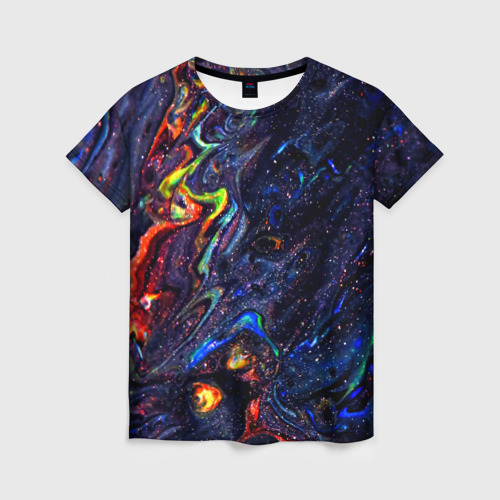 Женская футболка 3D Размытые космические краски, цвет 3D печать