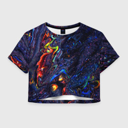 Женская футболка Crop-top 3D Размытые космические краски