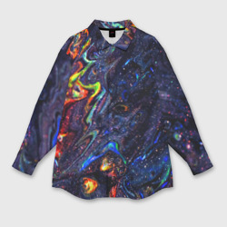 Женская рубашка oversize 3D Размытые космические краски