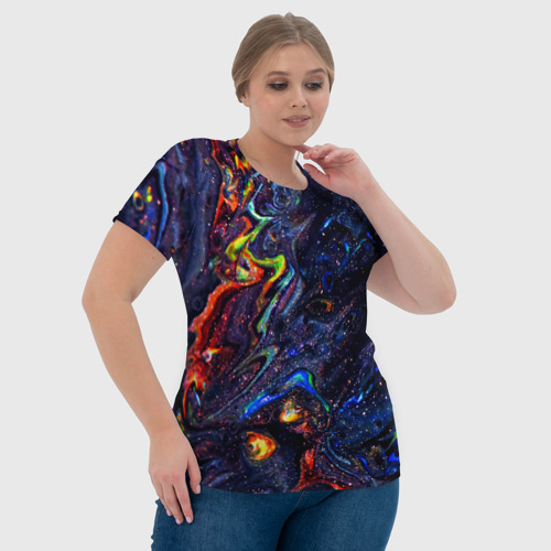 Женская футболка 3D Размытые космические краски, цвет 3D печать - фото 6