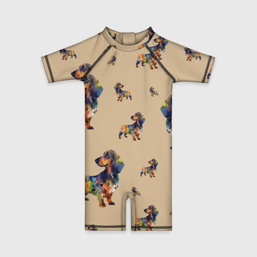 Детский купальный костюм 3D Радужная такса