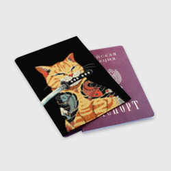 Обложка для паспорта матовая кожа Yakuza tattoo cat - фото 2