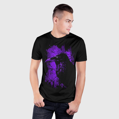 Мужская футболка 3D Slim Dark purple raven, цвет 3D печать - фото 3