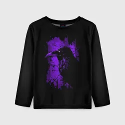 Детский лонгслив 3D Dark purple raven