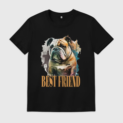 Мужская футболка хлопок Бульдог лучший друг