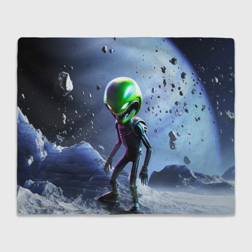 Плед 3D Alien during a space storm, цвет 3D (велсофт)