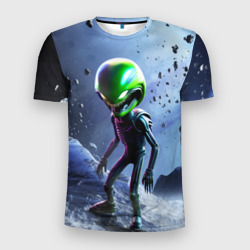 Мужская футболка 3D Slim Alien during a space storm