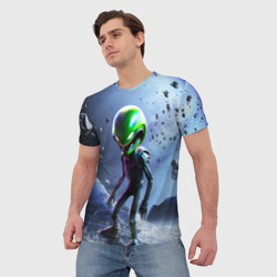 Мужская футболка 3D Alien during a space storm - фото 2