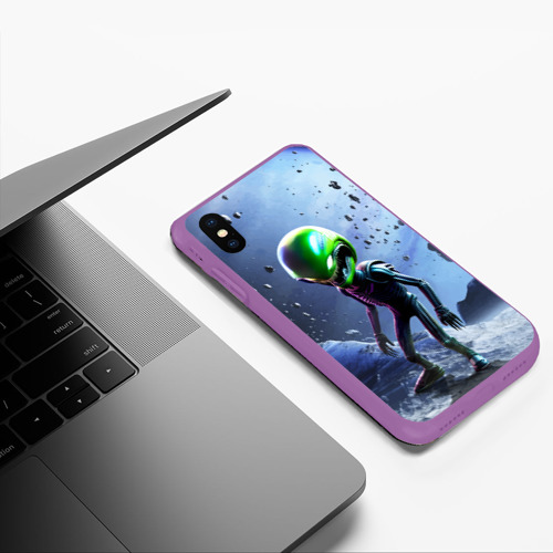 Чехол для iPhone XS Max матовый Alien during a space storm, цвет фиолетовый - фото 5