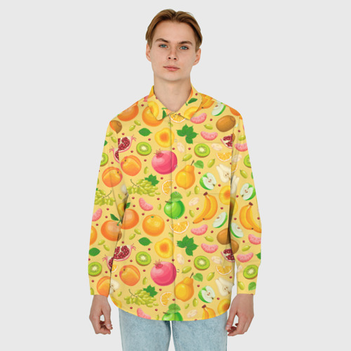 Мужская рубашка oversize 3D с принтом Fruit abundance, фото на моделе #1