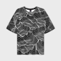 Авангардный растровый пейзаж из линий – Мужская футболка oversize 3D с принтом купить со скидкой в -50%