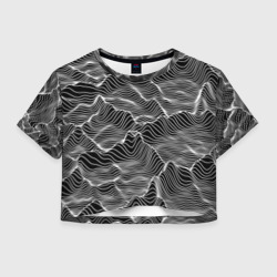 Авангардный растровый пейзаж из линий – Женская футболка Crop-top 3D с принтом купить