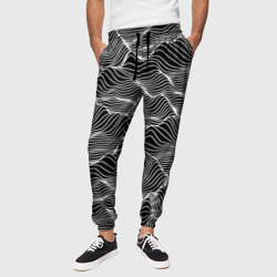 Авангардный растровый пейзаж из линий – Мужские брюки 3D с принтом купить
