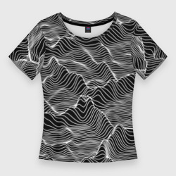 Авангардный растровый пейзаж из линий – Женская футболка 3D Slim с принтом купить