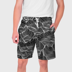 Авангардный растровый пейзаж из линий – Мужские шорты 3D с принтом купить