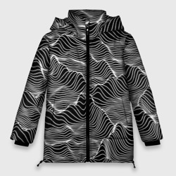 Авангардный растровый пейзаж из линий – Женская зимняя куртка Oversize с принтом купить